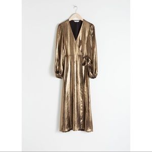COPY - NWT‼️& Other Stories Gold Metallic Satin Dress 0
